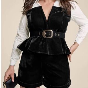 Black Velvet Peplum 2 pieces suit